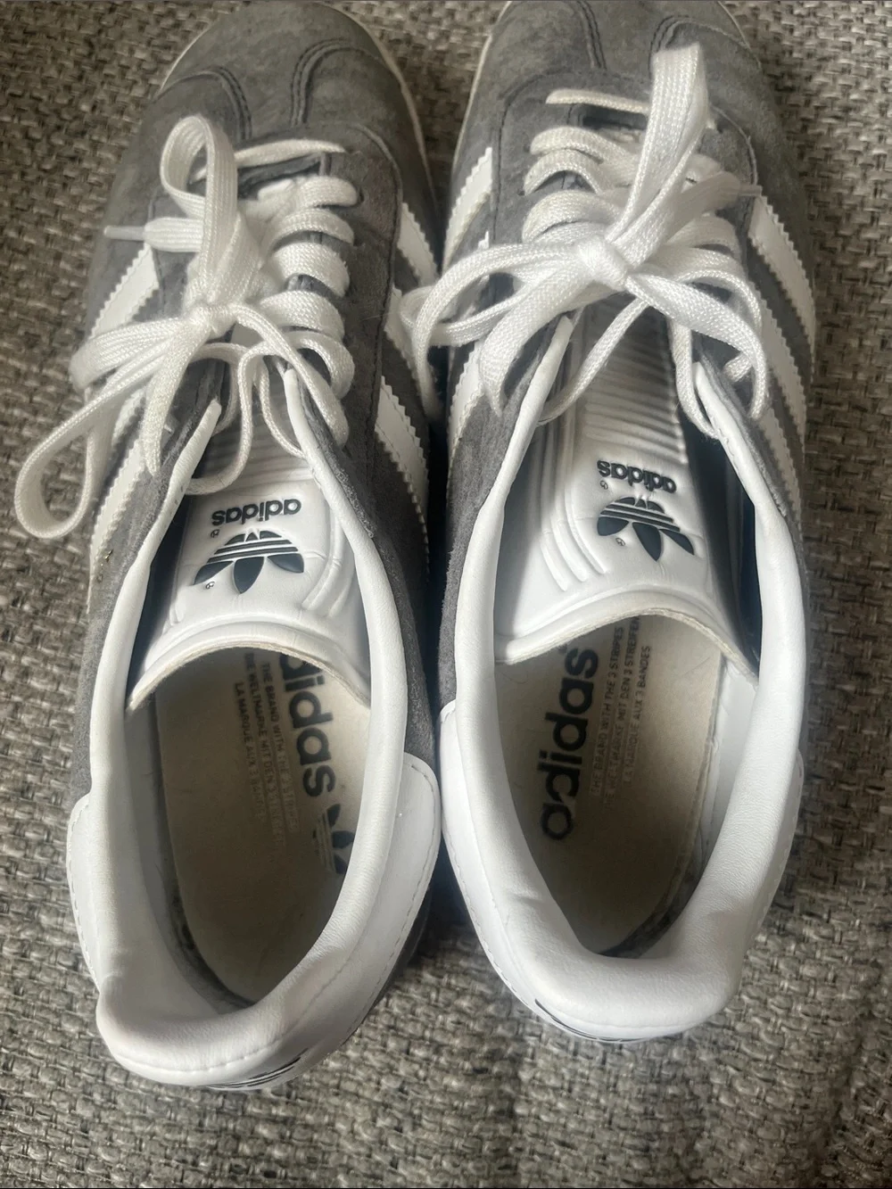 adidas Women’s Gazelle Suede Sneakers in Gray and White